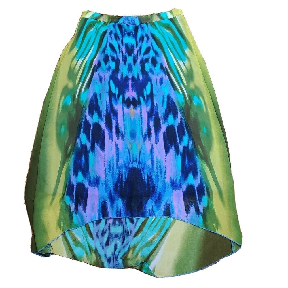 One World Live and Let Live Skirt Womens Medium Blue Chiffon Resort Beachy